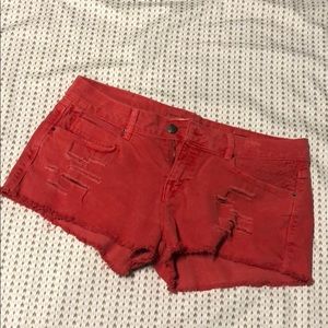 Premium Wash red jean ripped shorts sz6 super cute